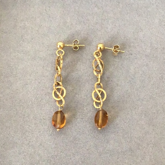 Italian 14K Yellow Gold Citrine Drop Earrings
